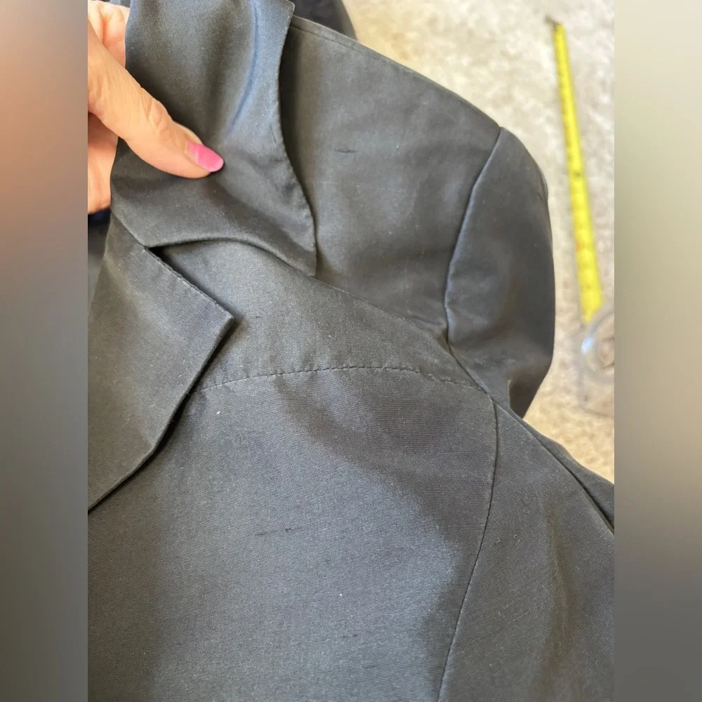 Talbot's Pure Silk One Button Blazer Jacket Cropped Black Size 6 - Picture 10 of 11